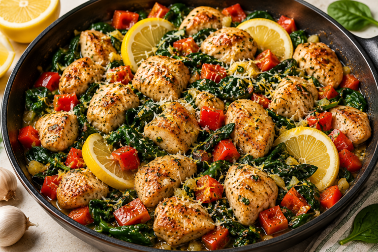 Skillet Lemon Chicken with Spinach